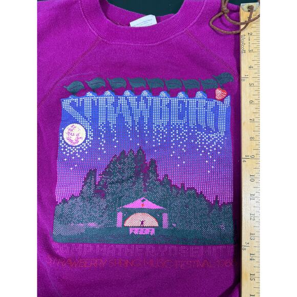 Vintage 1983 Strawberry Spring Music Festival Sweatshirt Magenta USA Made XL - Picture 2 of 5
